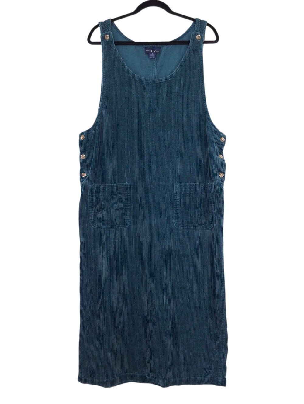 TY Original Wear vintage whale corduroy pinafore jumper dress layering fall teal